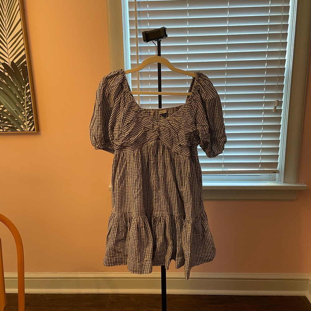 American Eagle Outfitters Brown Puff Sleeve Mini Dress